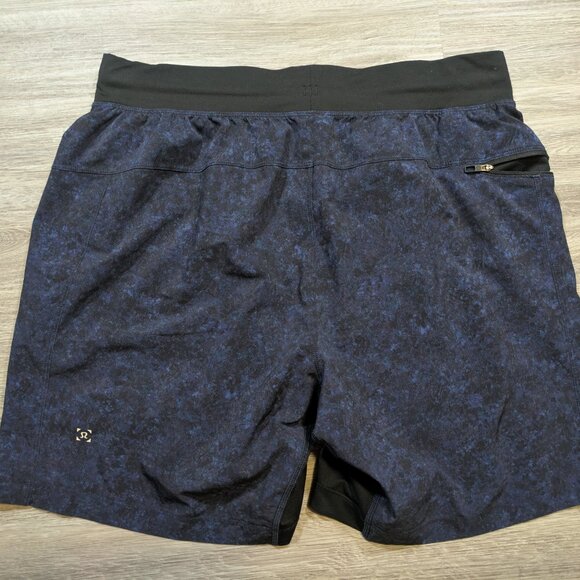 Lululemon Men's Large T.H.E Short Linerless 7" Pointilize Psychic Black Blue - Picture 4 of 8